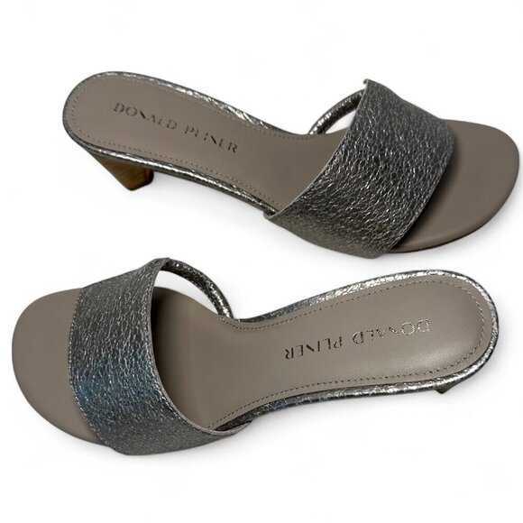 DONALD PLINER Vimm Pebbled Slip-on Mid Heel, Metallic Light Taupe, Sz 7, NEW - Picture 6 of 12